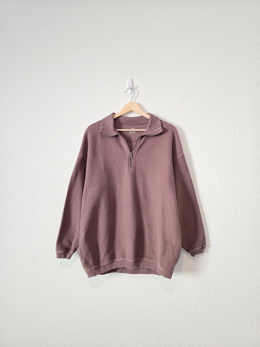 Aerie Brown Rib Quarter Zip Pullover (XS)