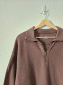 Aerie Brown Rib Quarter Zip Pullover (XS)