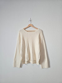 Cream Cable Knit Sweater (XL)