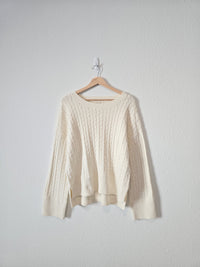 Cream Cable Knit Sweater (XL)