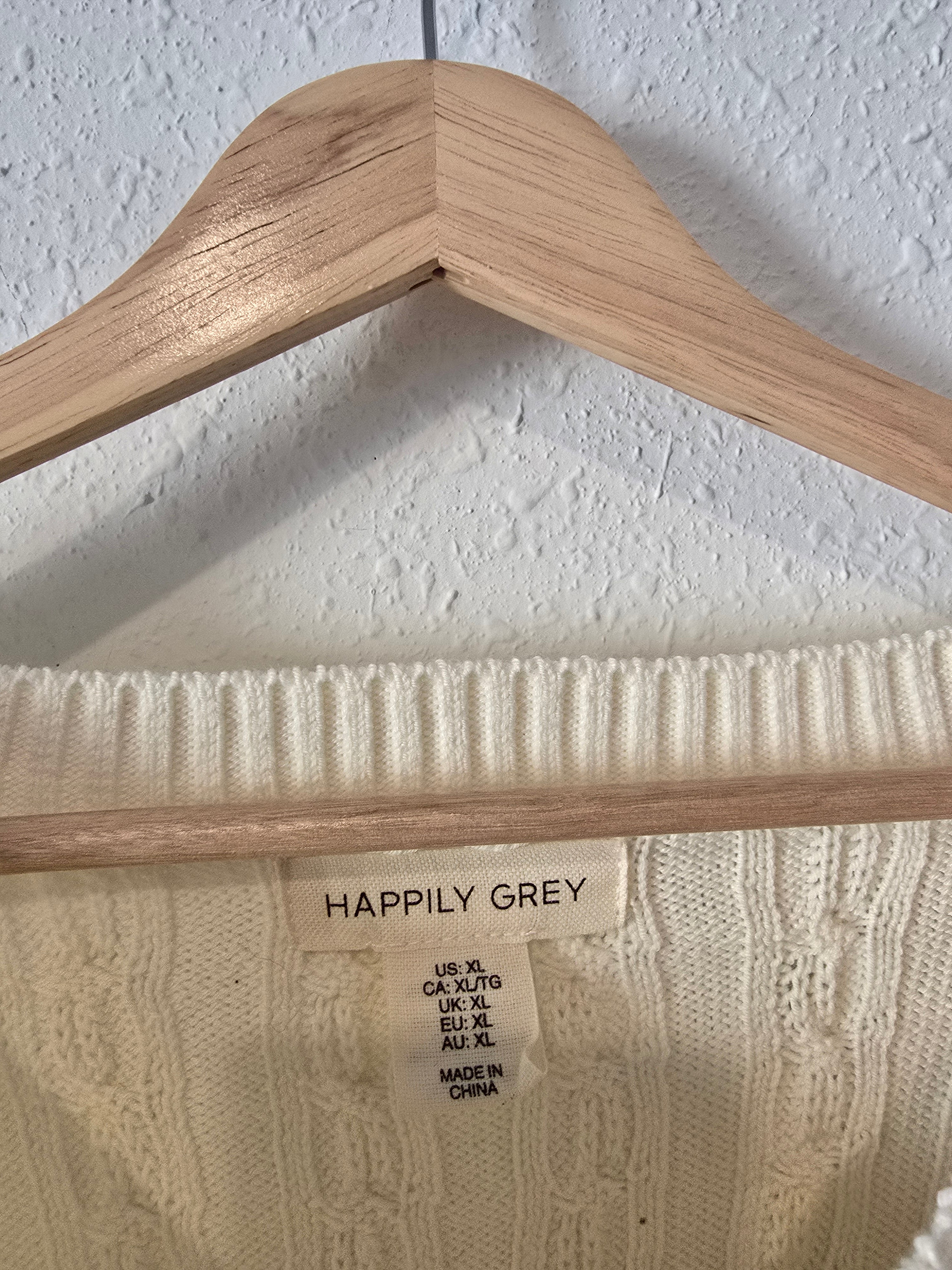 Cream Cable Knit Sweater (XL)