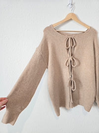 NEW Neutral Tie Front Sweater (XL)
