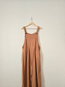 Wide Leg Linen Blend Overalls (L)