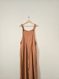 Wide Leg Linen Blend Overalls (L)