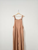 Wide Leg Linen Blend Overalls (L)