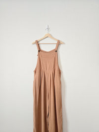 Wide Leg Linen Blend Overalls (L)