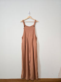 Wide Leg Linen Blend Overalls (L)