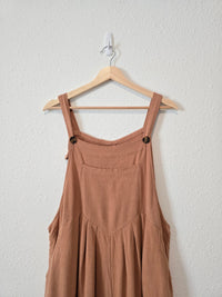 Wide Leg Linen Blend Overalls (L)