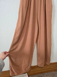 Wide Leg Linen Blend Overalls (L)