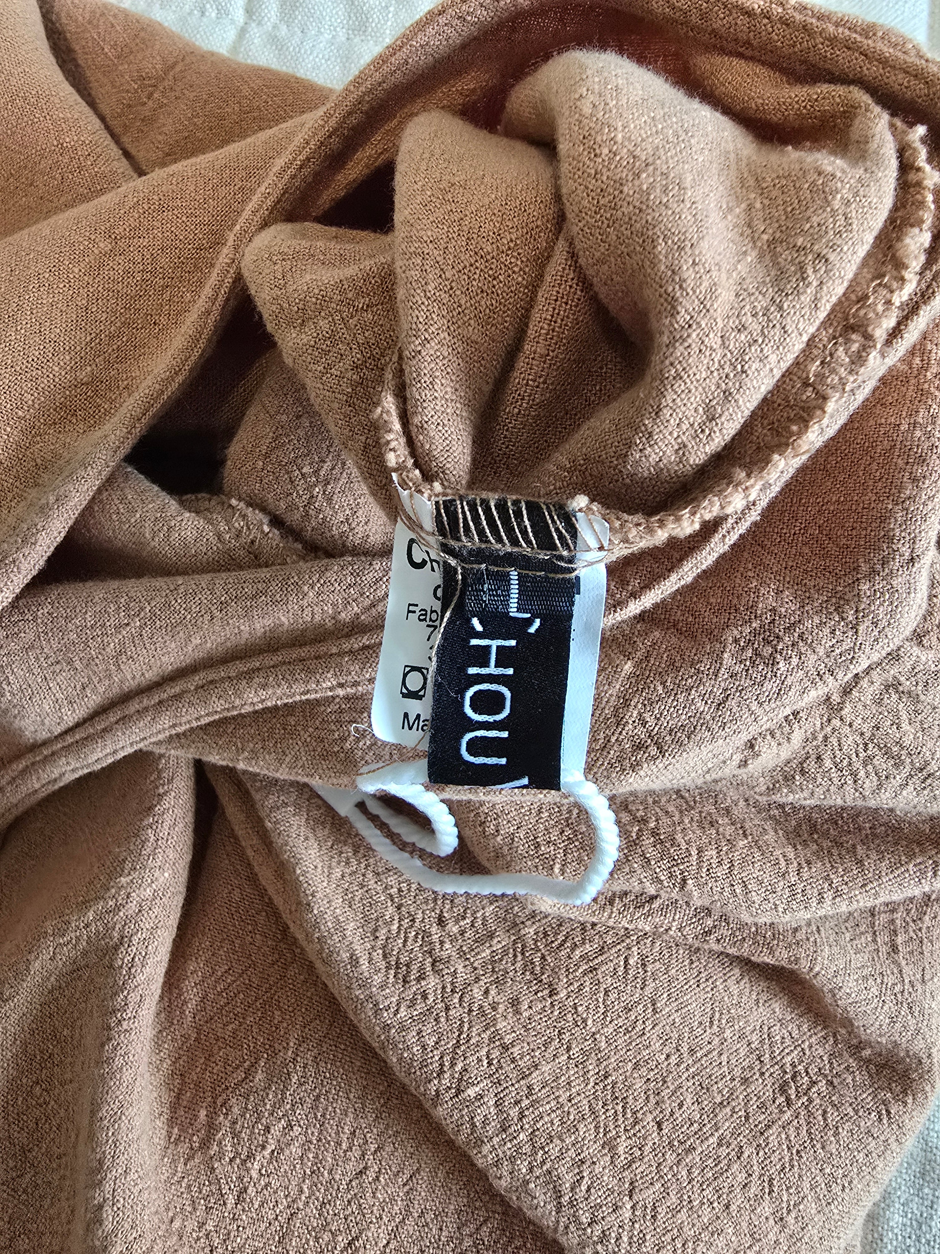 Wide Leg Linen Blend Overalls (L)