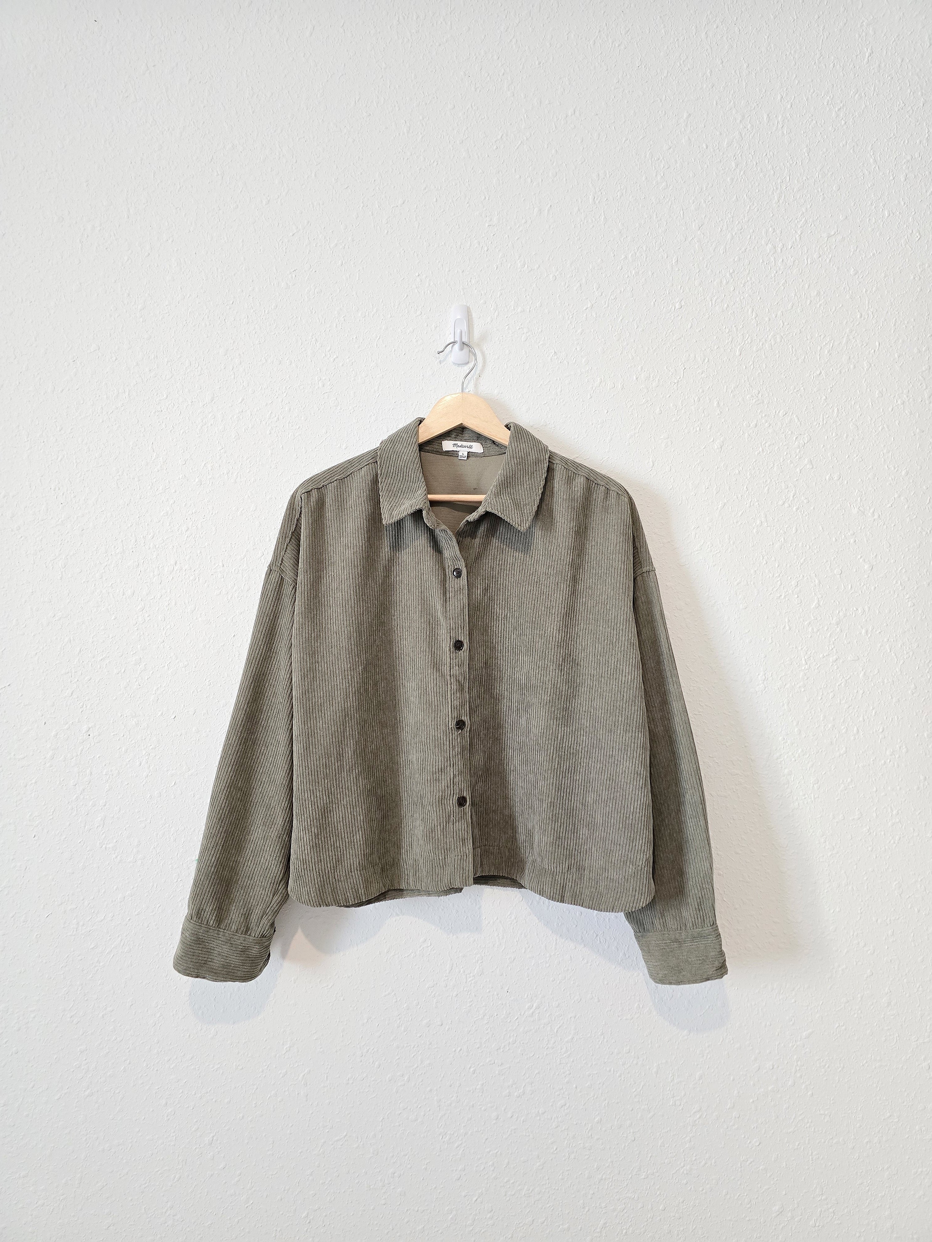 Madewell Green Cord Button Up (L)