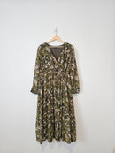 Madewell Olive Floral Midi Dress (L)