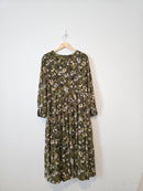 Madewell Olive Floral Midi Dress (L)