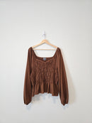 Arula Brown Smocked Top (3X)