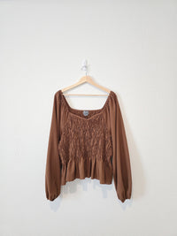 Arula Brown Smocked Top (3X)