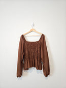 Arula Brown Smocked Top (3X)