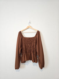Arula Brown Smocked Top (3X)