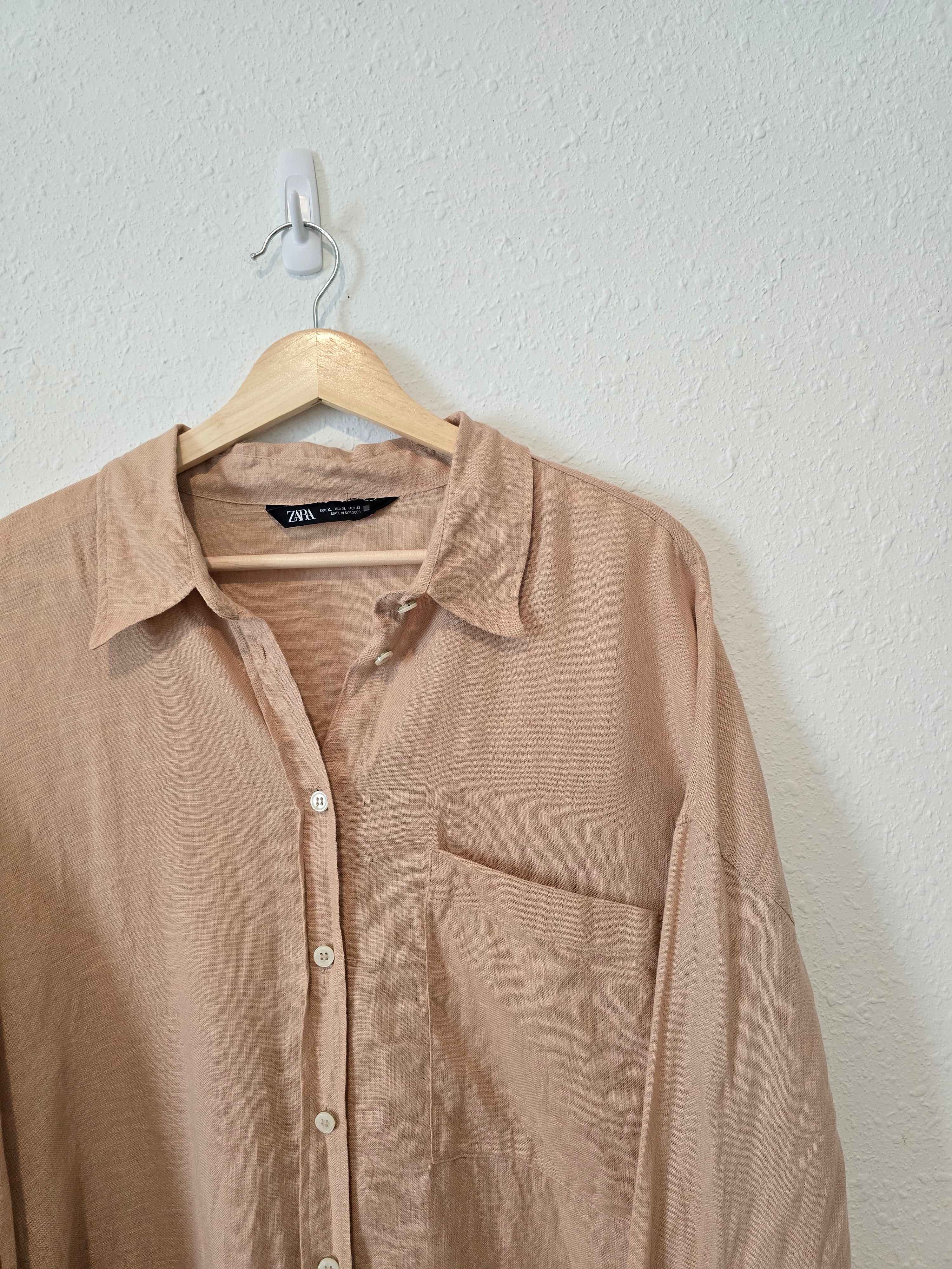 Zara 100% Linen Button Up (XL)