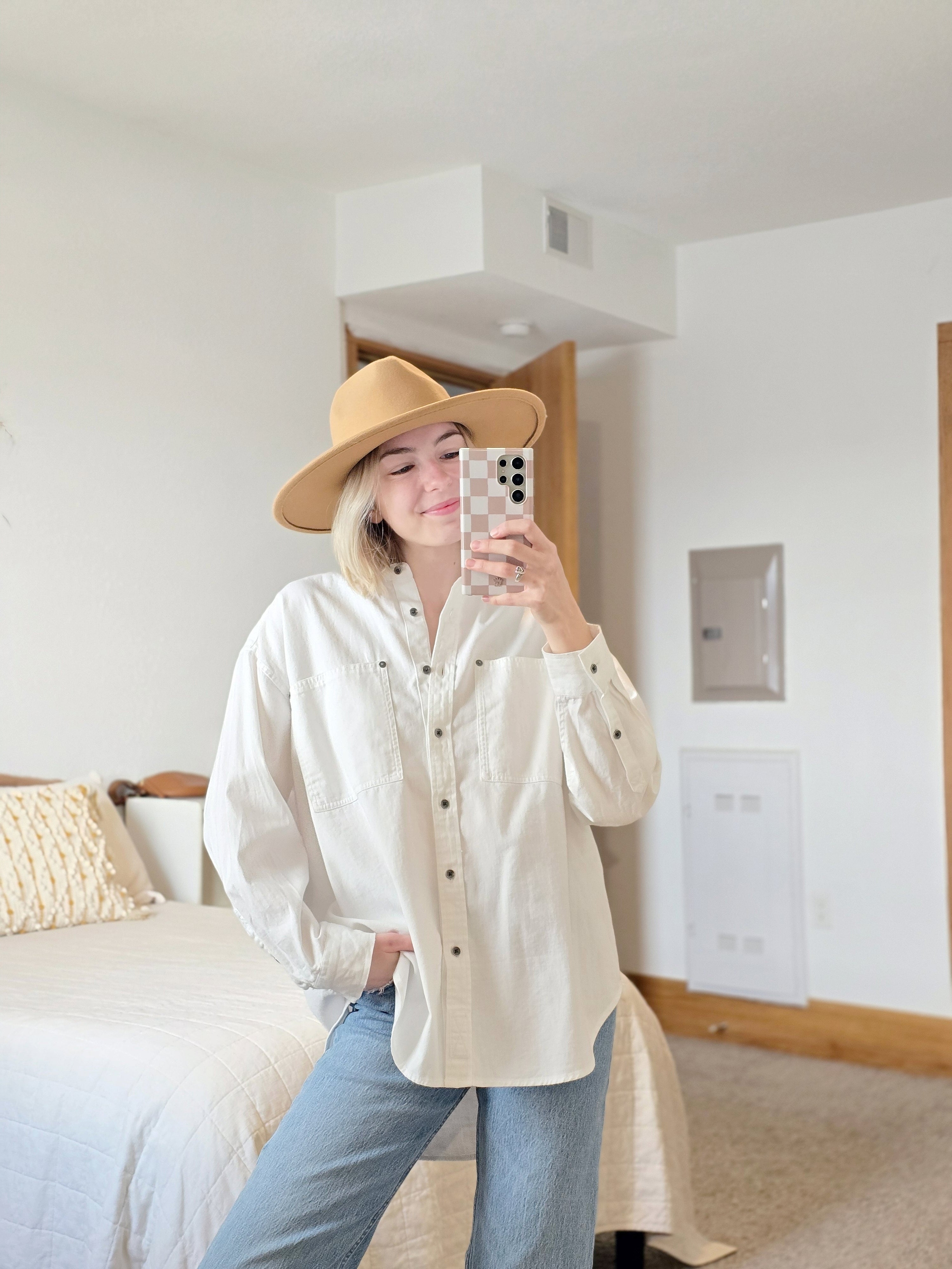 Aerie White Cotton Button Up (XS)
