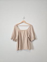 Loft Linen Blend Puff Sleeve Top (XL)