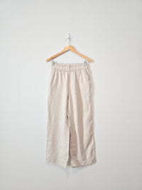 Neutral Linen Wide Leg Pants (S)