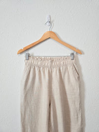 Neutral Linen Wide Leg Pants (S)