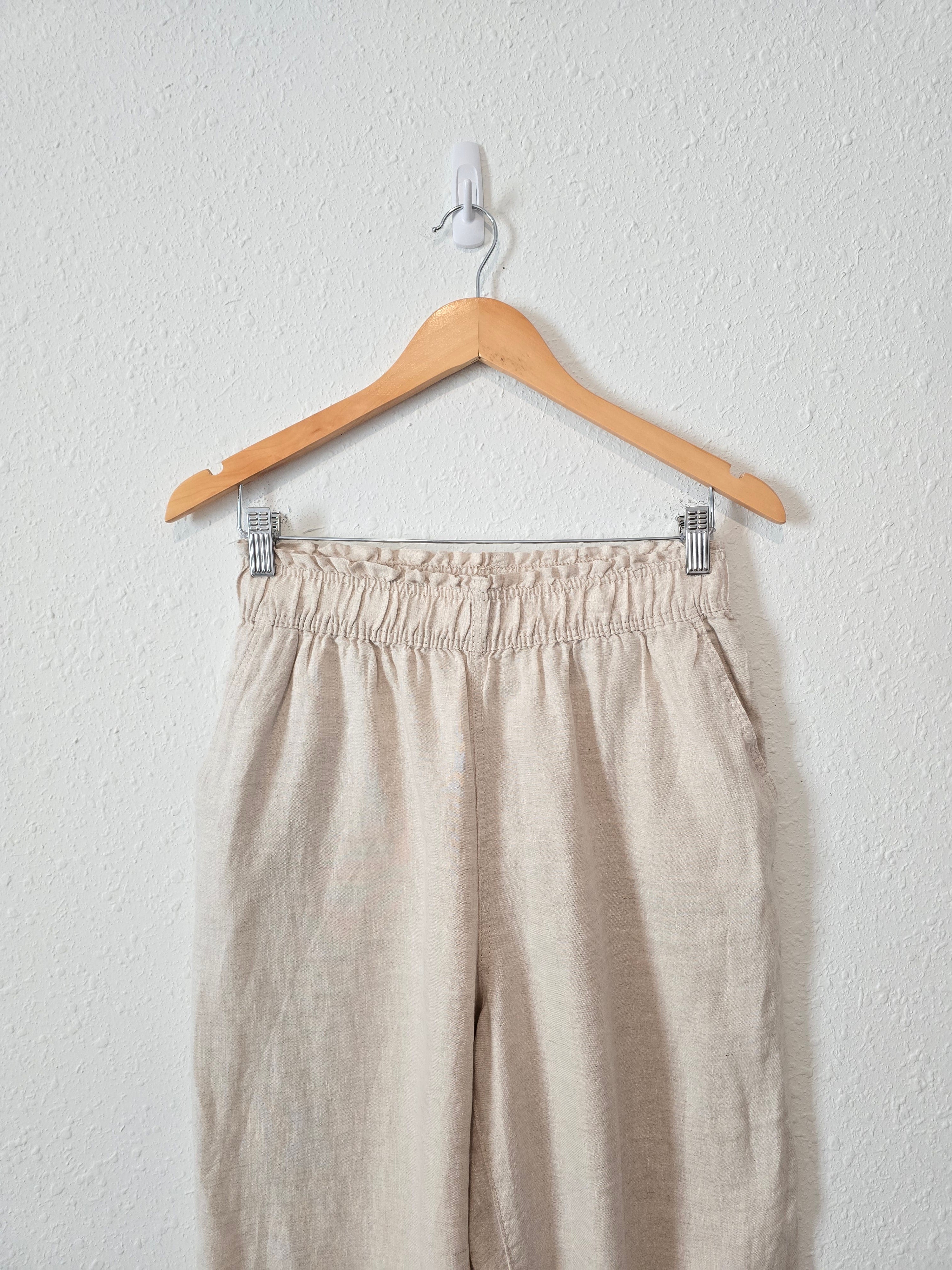 Neutral Linen Wide Leg Pants (S)