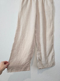 Neutral Linen Wide Leg Pants (S)
