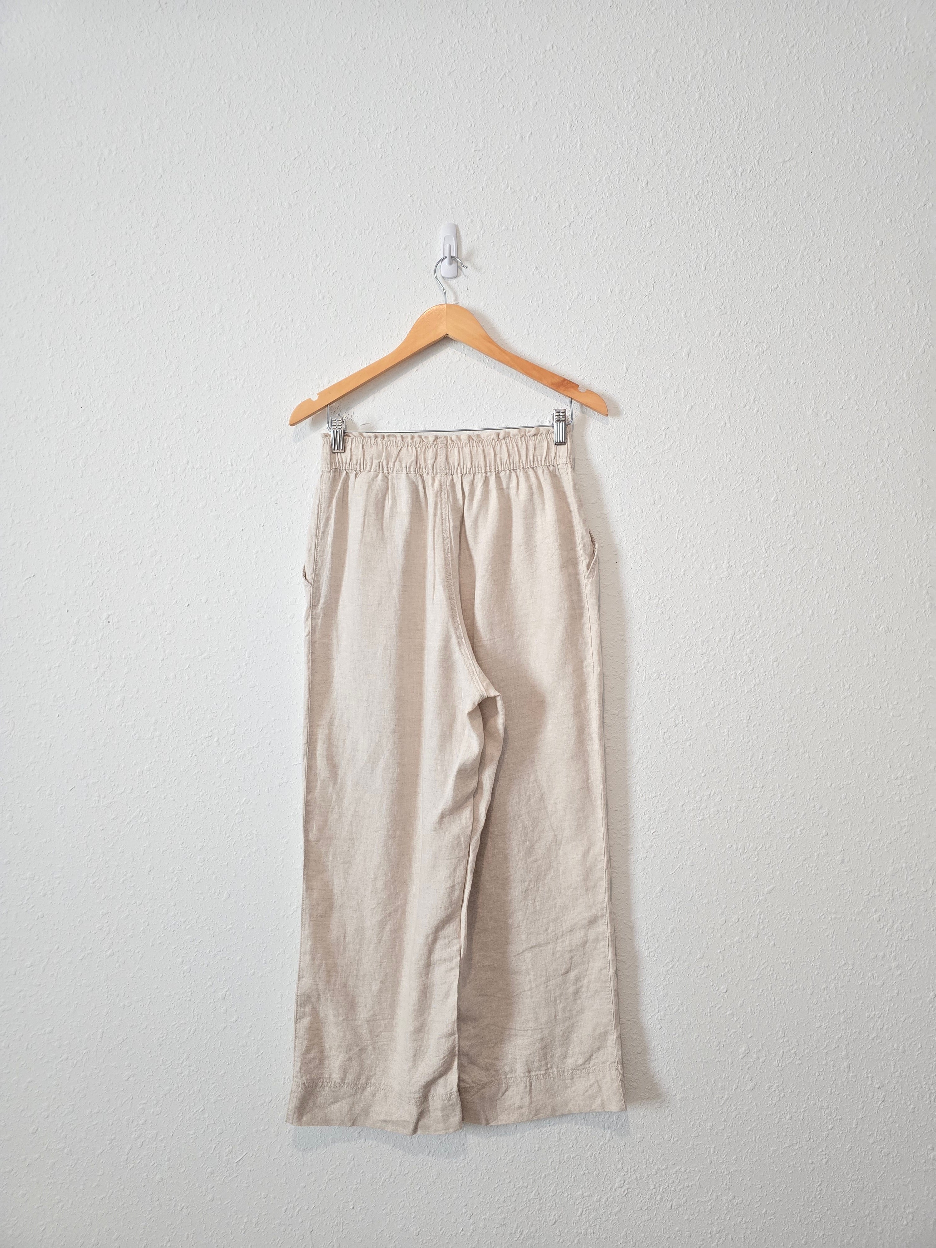 Neutral Linen Wide Leg Pants (S)