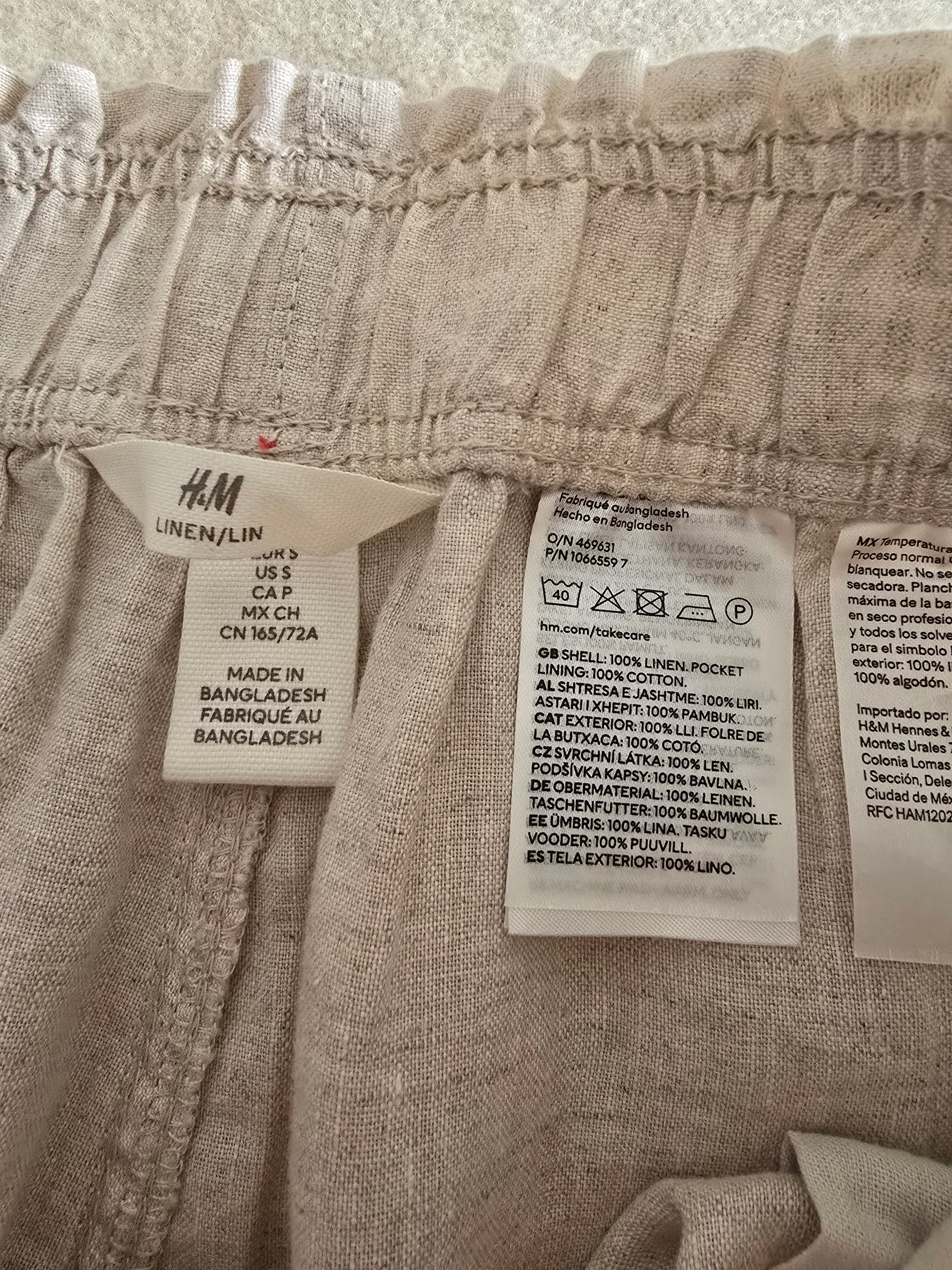 Neutral Linen Wide Leg Pants (S)