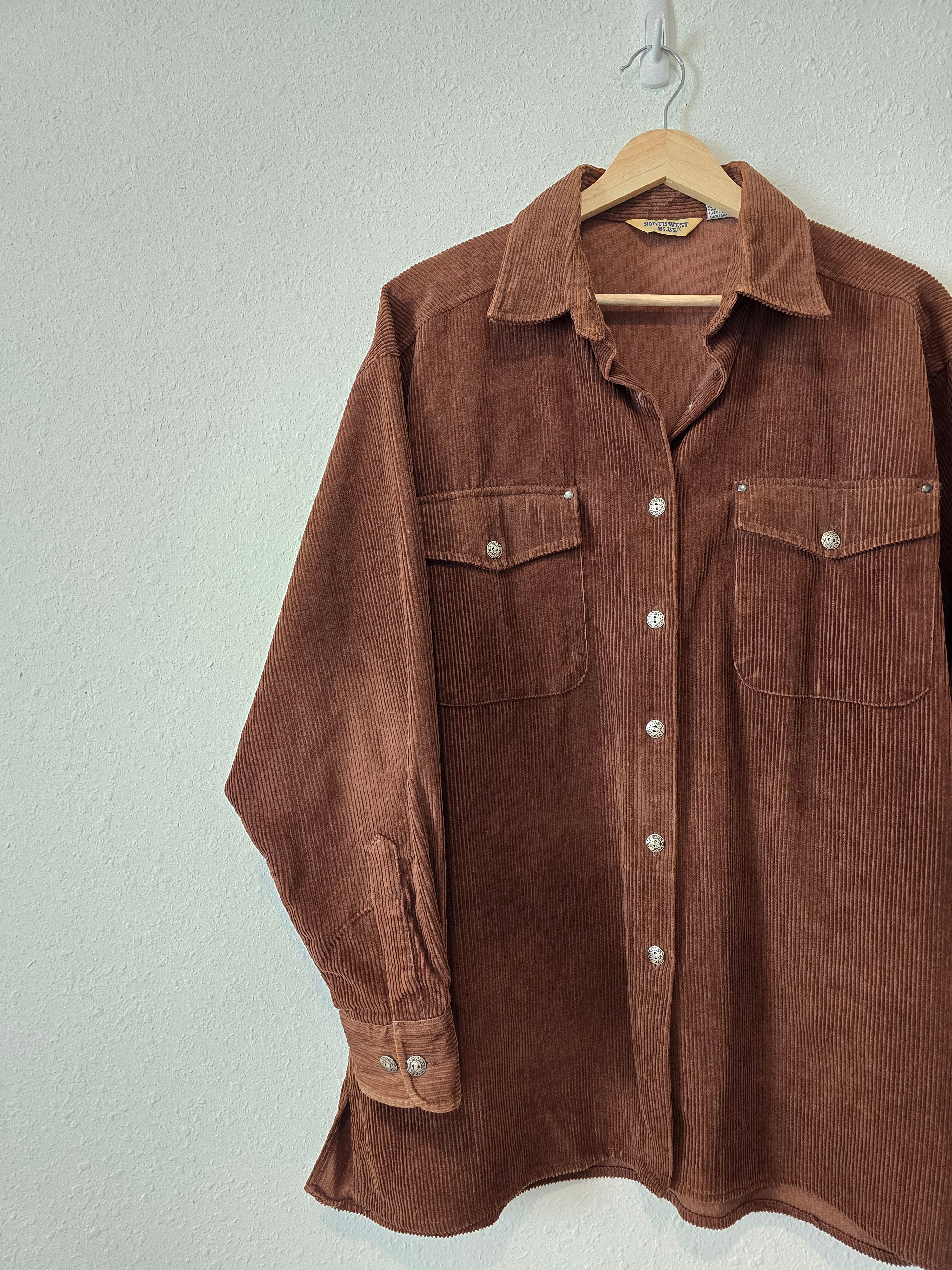 Vintage Brown Cord Button Up (M)