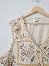 Vintage Floral Embroidered Vest (1X)