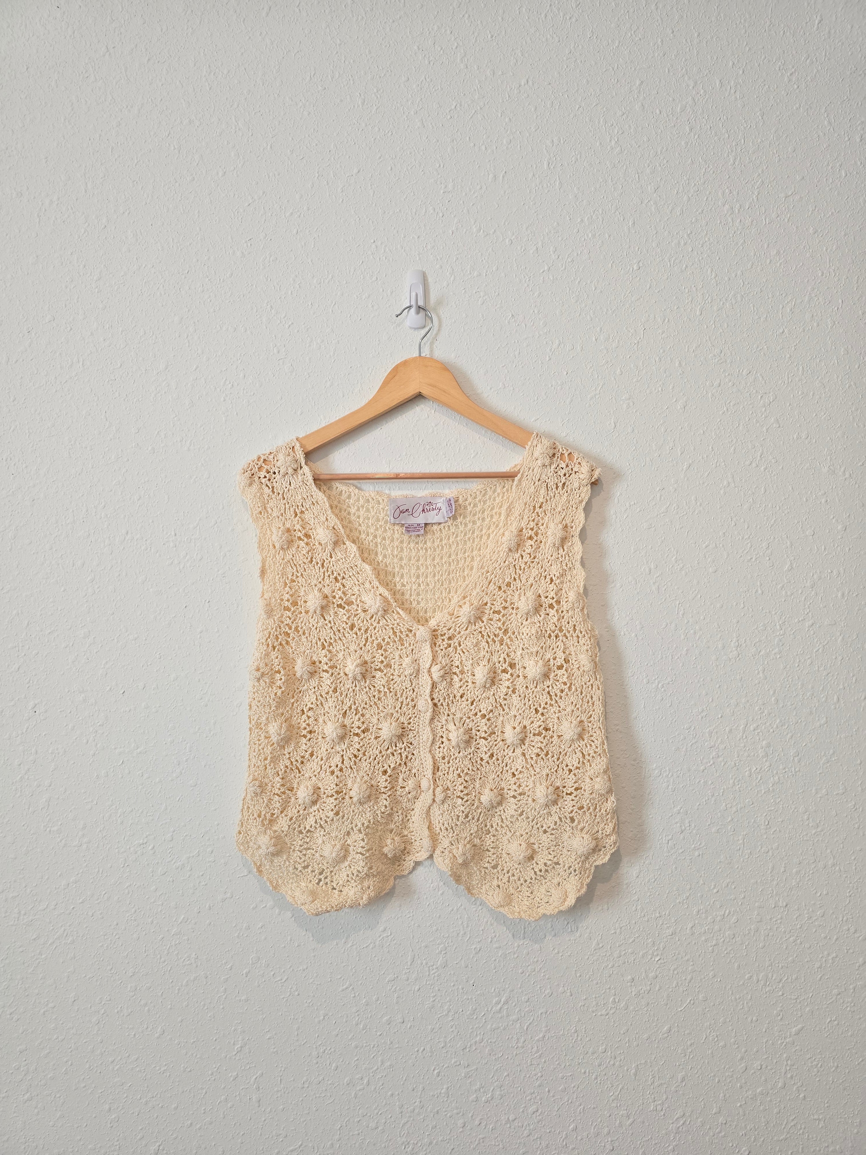 Vintage Floral Crochet Vest (M)