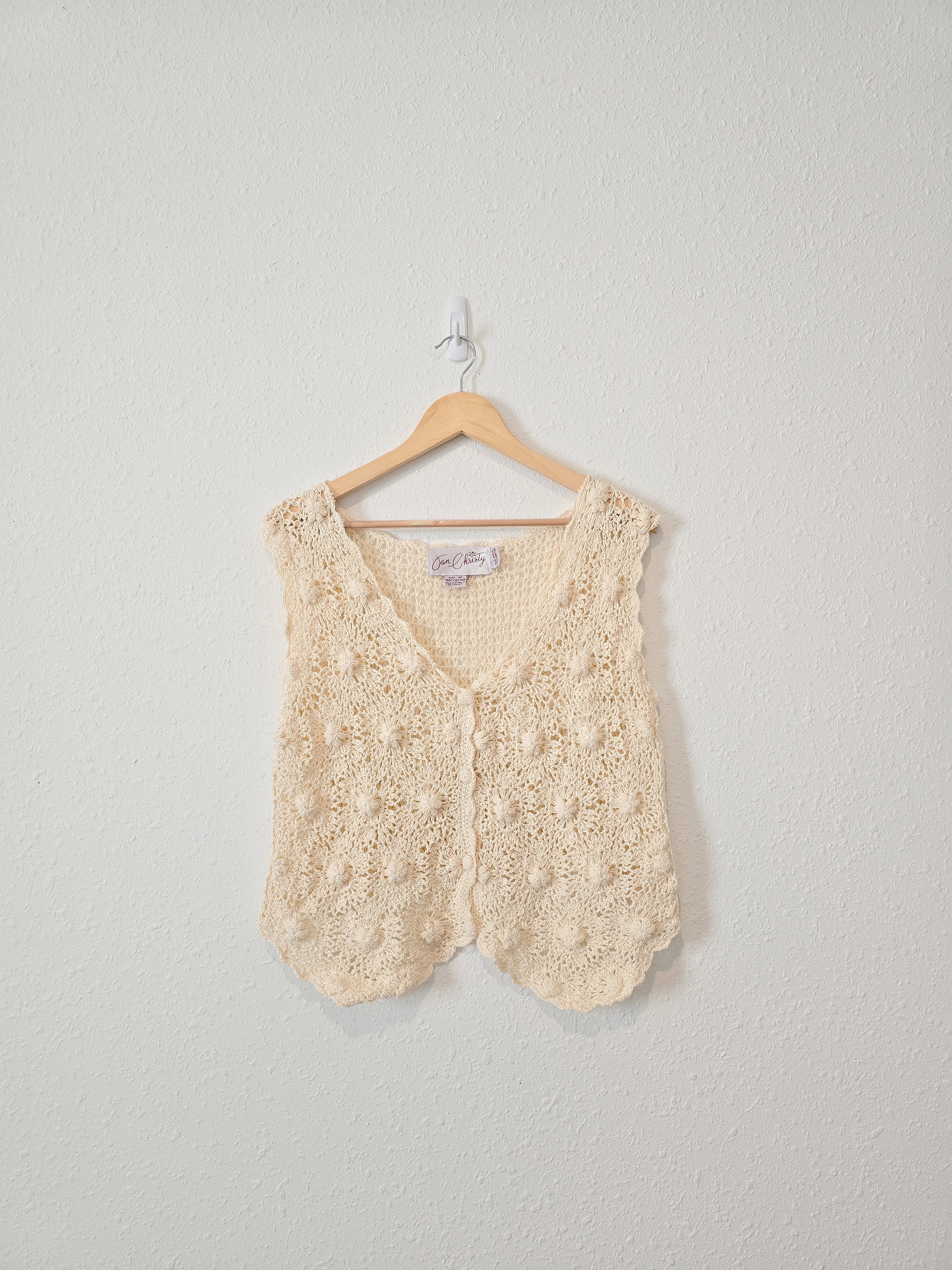 Vintage Floral Crochet Vest (M)