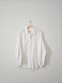 White Cotton Gauze Button Up (L)