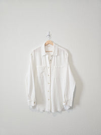 White Cotton Gauze Button Up (L)