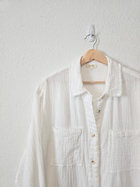 White Cotton Gauze Button Up (L)