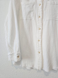 White Cotton Gauze Button Up (L)