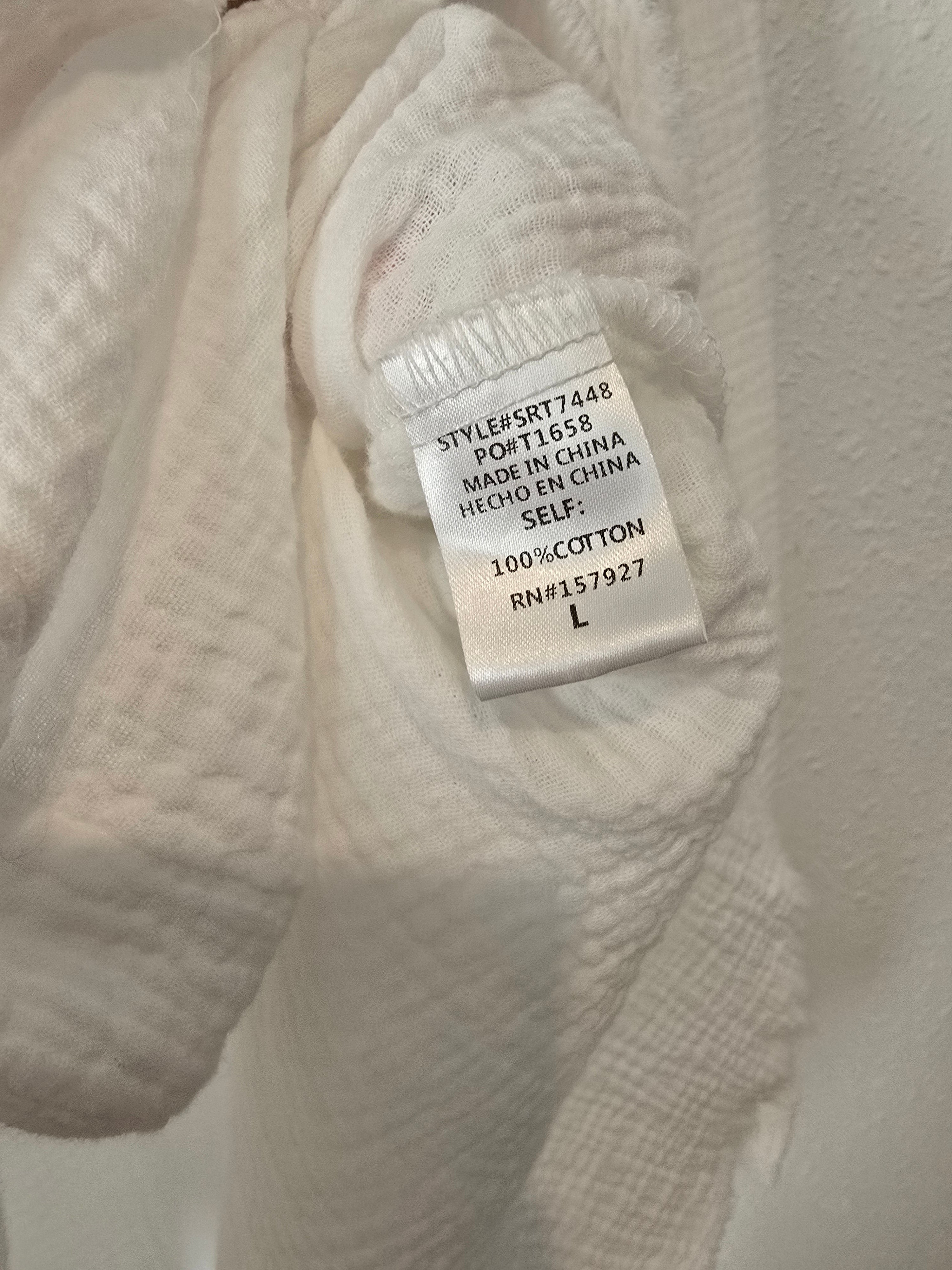 White Cotton Gauze Button Up (L)