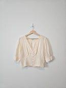 Cream Lace V Neck Top (M)