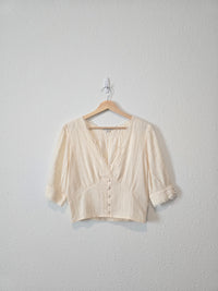 Cream Lace V Neck Top (M)
