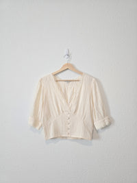 Cream Lace V Neck Top (M)