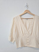 Cream Lace V Neck Top (M)