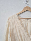 Cream Lace V Neck Top (M)