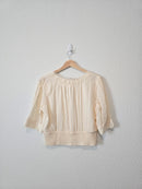 Cream Lace V Neck Top (M)
