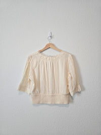 Cream Lace V Neck Top (M)