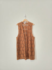 Vintage Crochet Button Up Silk Tank (M)