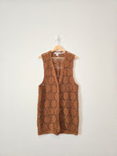 Vintage Crochet Button Up Silk Tank (M)