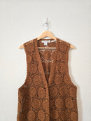 Vintage Crochet Button Up Silk Tank (M)
