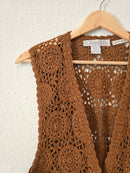 Vintage Crochet Button Up Silk Tank (M)